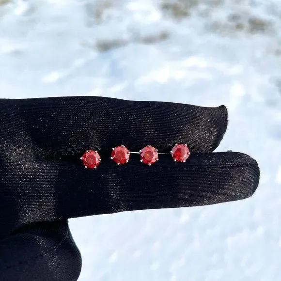 2.0ct Orange Moissanite Diamond 6 Prong Earrings for Women 925 Sterling Silver - Picture 9 of 10